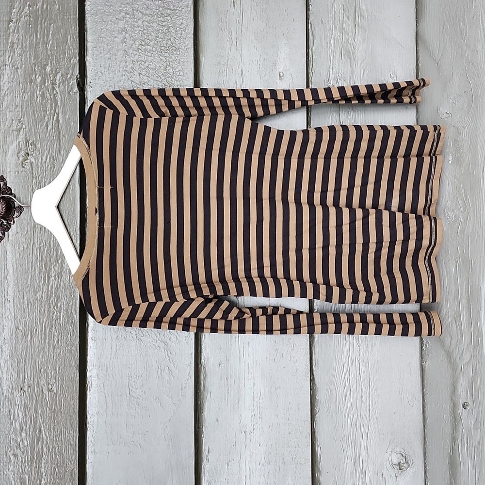 071 Johnny Was JWLA Embroidered Striped V-Neck Top sz S Women's Long Sleeve Tee - Picture 3 of 6
